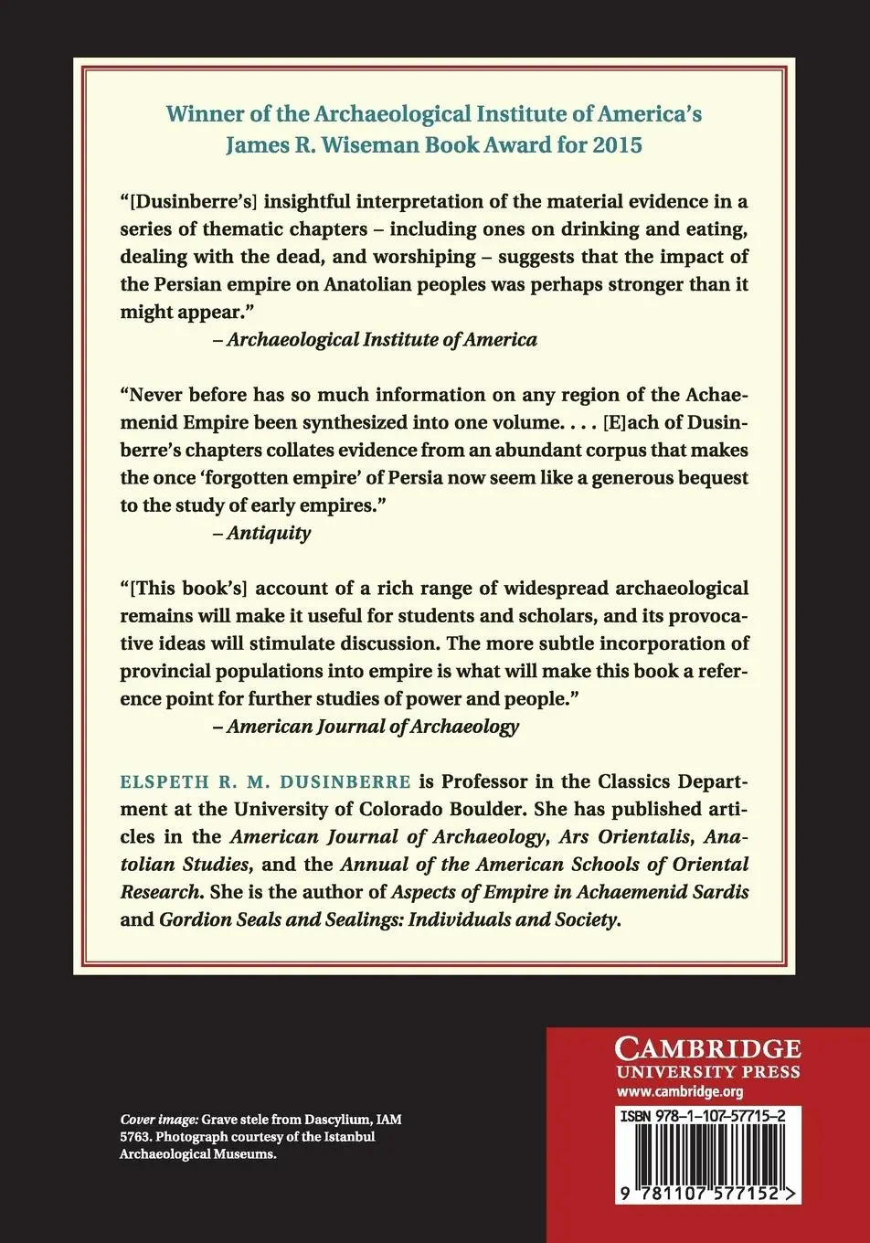 Rückseite: 9781107577152 | Empire, Authority, and Autonomy in Achaemenid Anatolia | Dusinberre