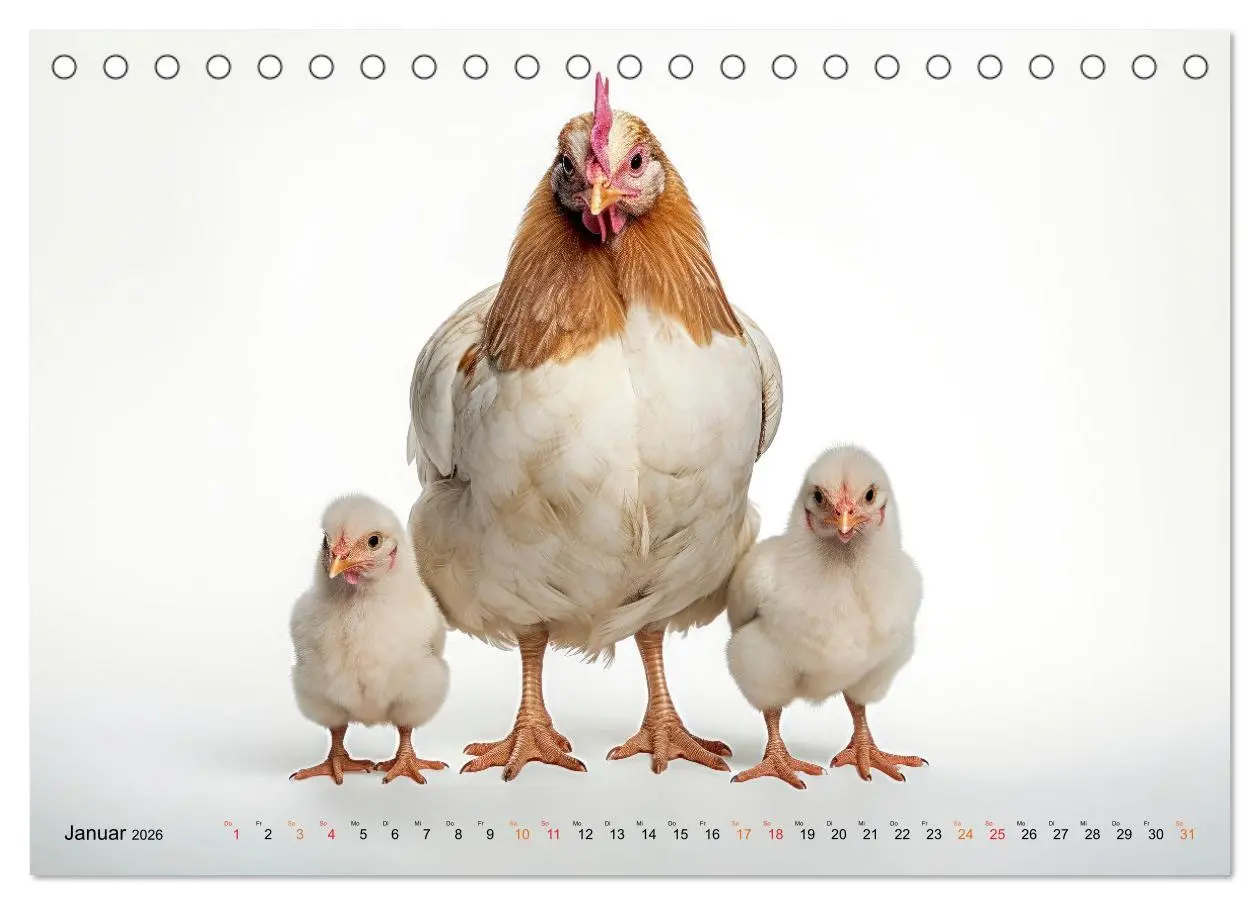Bild: 9783457467152 | Hühner Alarm (Tischkalender 2026 DIN A5 quer), CALVENDO Monatskalender