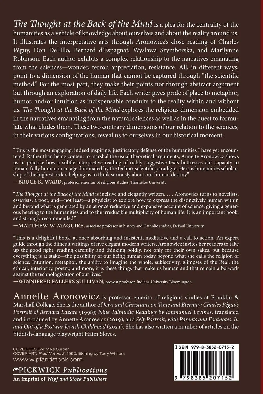 Rückseite: 9798385207152 | The Thought at the Back of the Mind | Annette Aronowicz | Taschenbuch