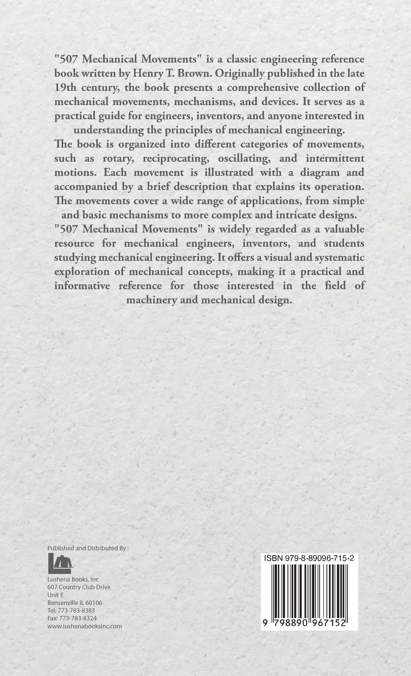 Rückseite: 9798890967152 | 507 Mechanical Movements | Henry T. Brown | Buch | Englisch | 2024