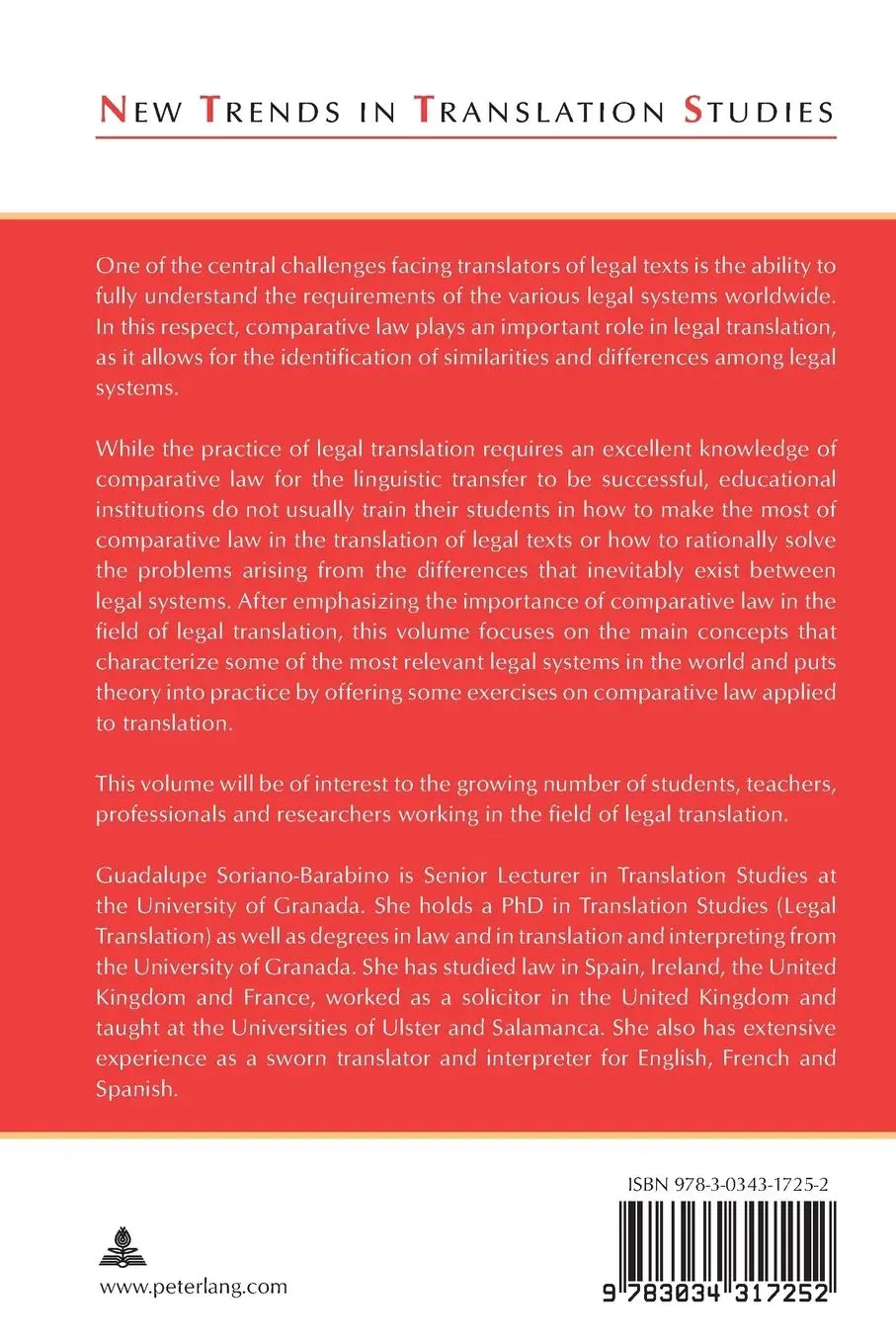 Rückseite: 9783034317252 | Comparative Law for Legal Translators | Guadalupe Soriano-Barabino