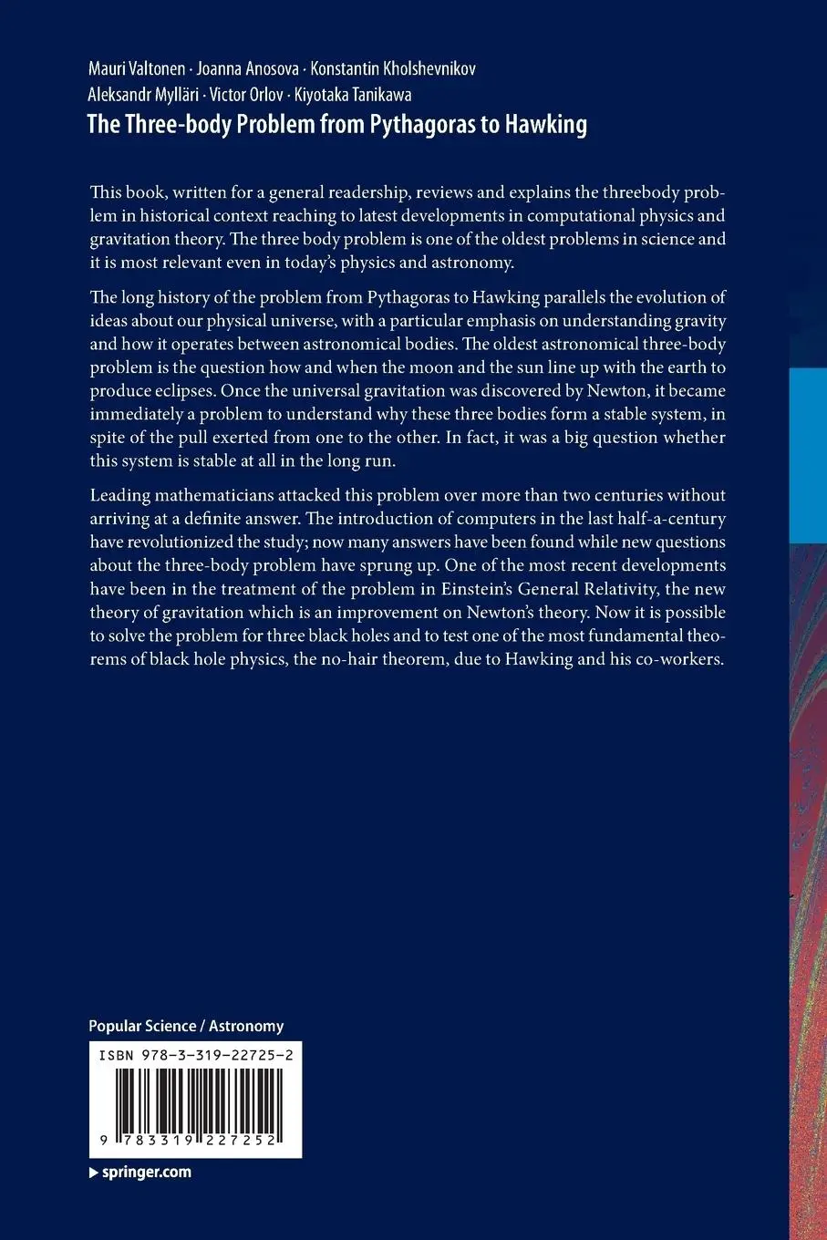 Rückseite: 9783319227252 | The Three-body Problem from Pythagoras to Hawking | Valtonen (u. a.)