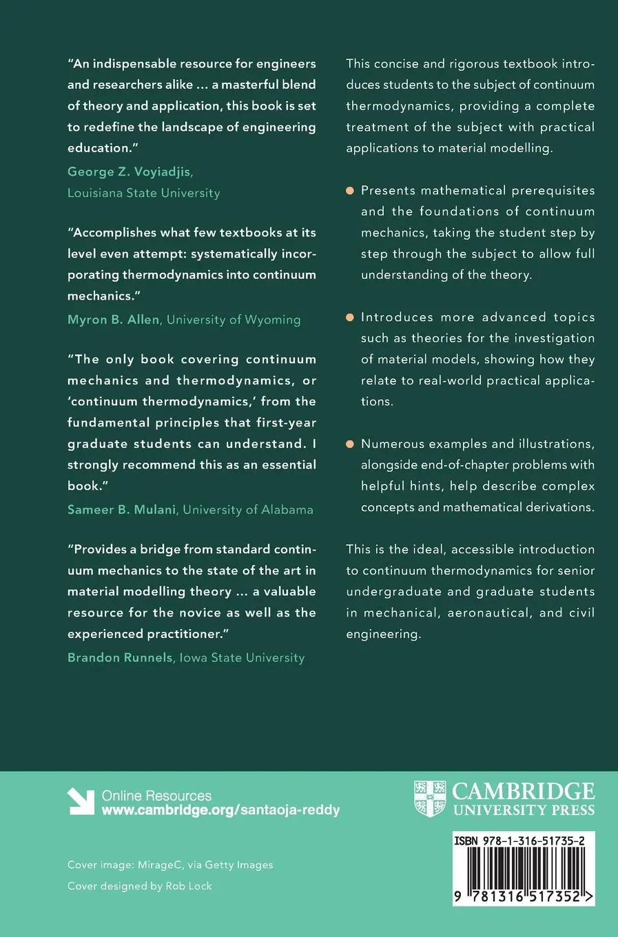 Rückseite: 9781316517352 | Continuum Thermodynamics and Material Modelling | Santaoja (u. a.)
