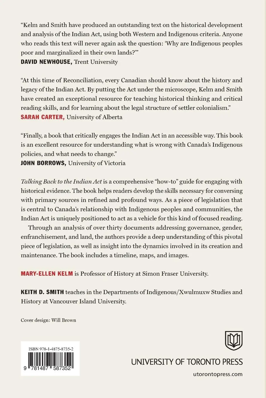 Rückseite: 9781487587352 | Talking Back to the Indian ACT | Mary-Ellen Kelm (u. a.) | Taschenbuch
