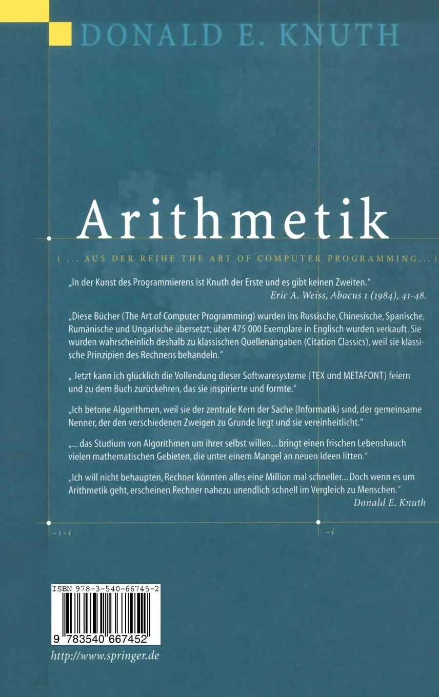 Rückseite: 9783540667452 | Arithmetik | Aus der Reihe The Art of Computer Programming | Knuth