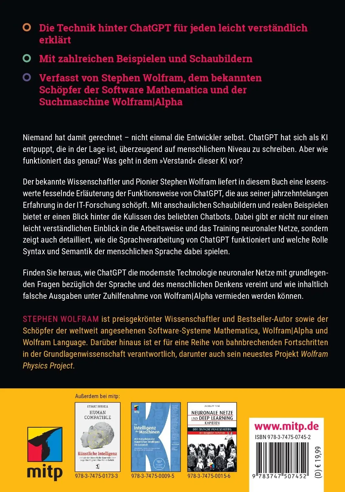 Rückseite: 9783747507452 | Das Geheimnis hinter ChatGPT | Steven Wolfram | Taschenbuch | 160 S.
