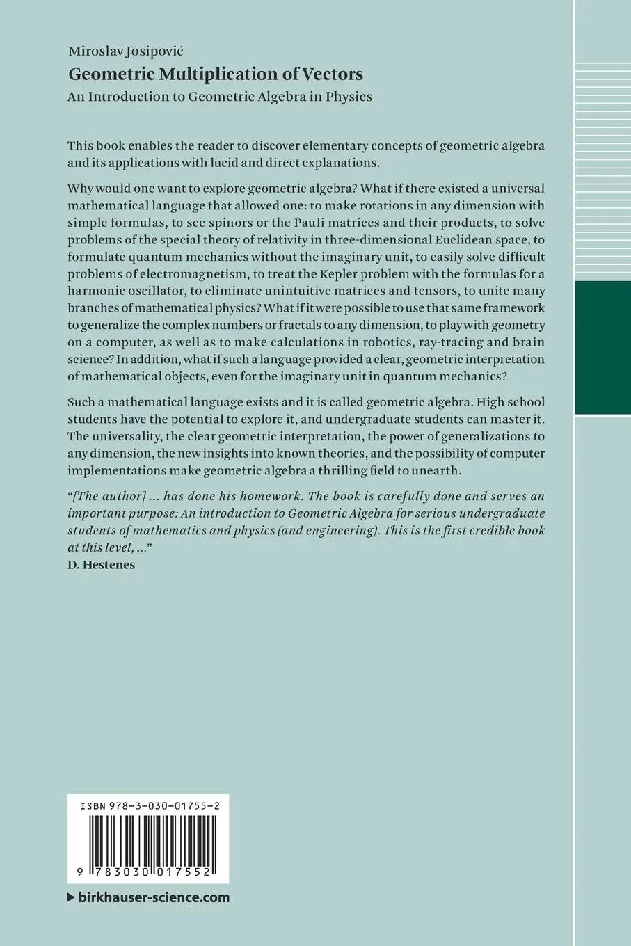 Rückseite: 9783030017552 | Geometric Multiplication of Vectors | Miroslav Josipovic | Taschenbuch