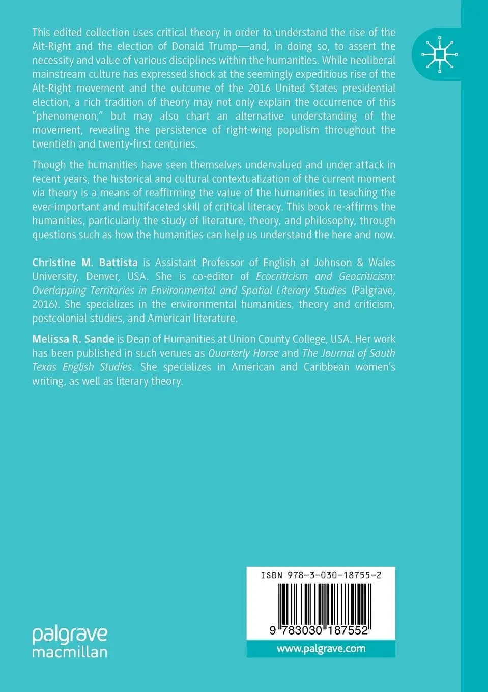 Rückseite: 9783030187552 | Critical Theory and the Humanities in the Age of the Alt-Right | Buch
