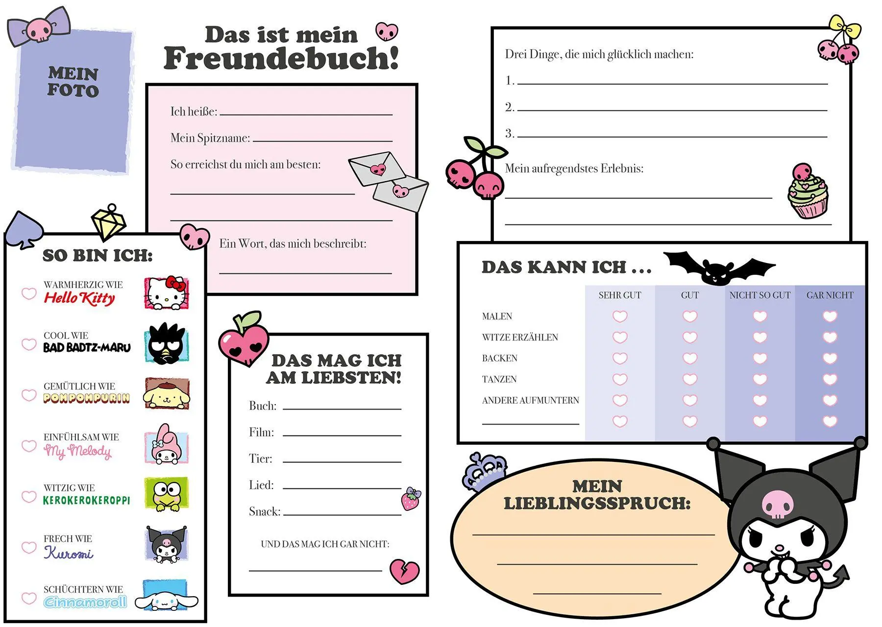 Bild: 9783833247552 | Hello Kitty and Friends: Meine Freunde | Freundebuch | Panini | Buch