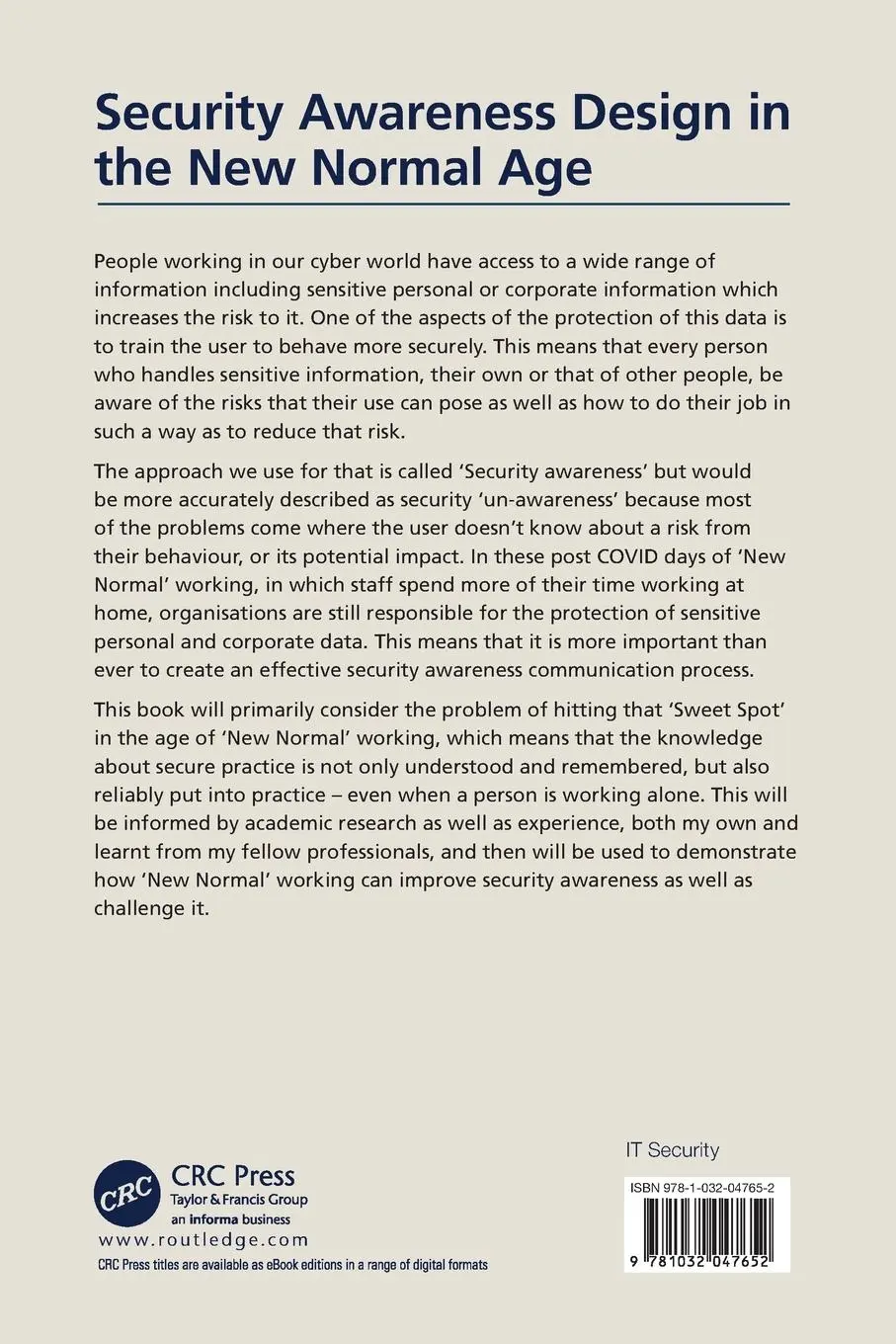 Rückseite: 9781032047652 | Security Awareness Design in the New Normal Age | Wendy F. Goucher