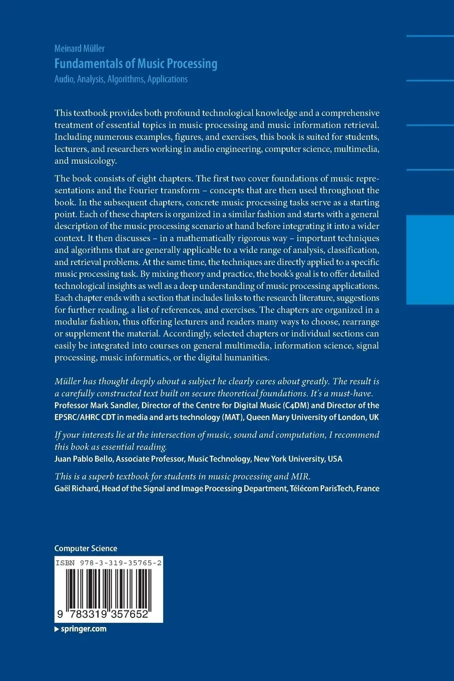 Rückseite: 9783319357652 | Fundamentals of Music Processing | Meinard Müller | Taschenbuch | xxix