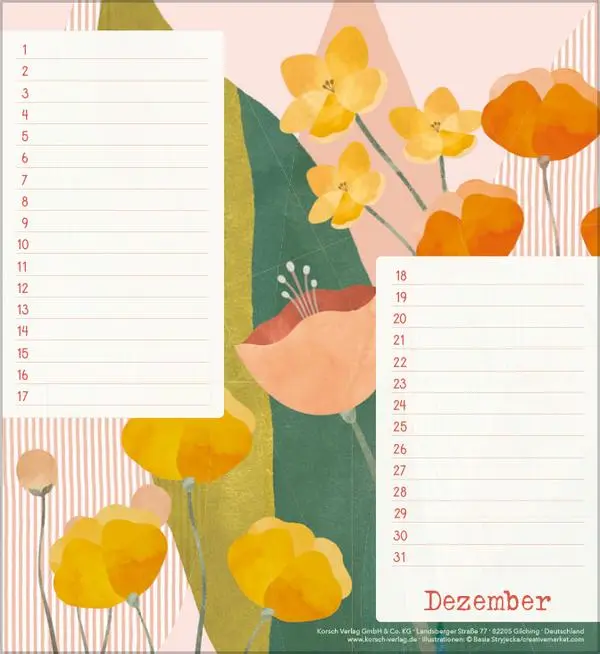 Bild: 9783731887652 | Geburtstagskalender Bloom | Verlag Korsch | Kalender | 13 S. | Deutsch