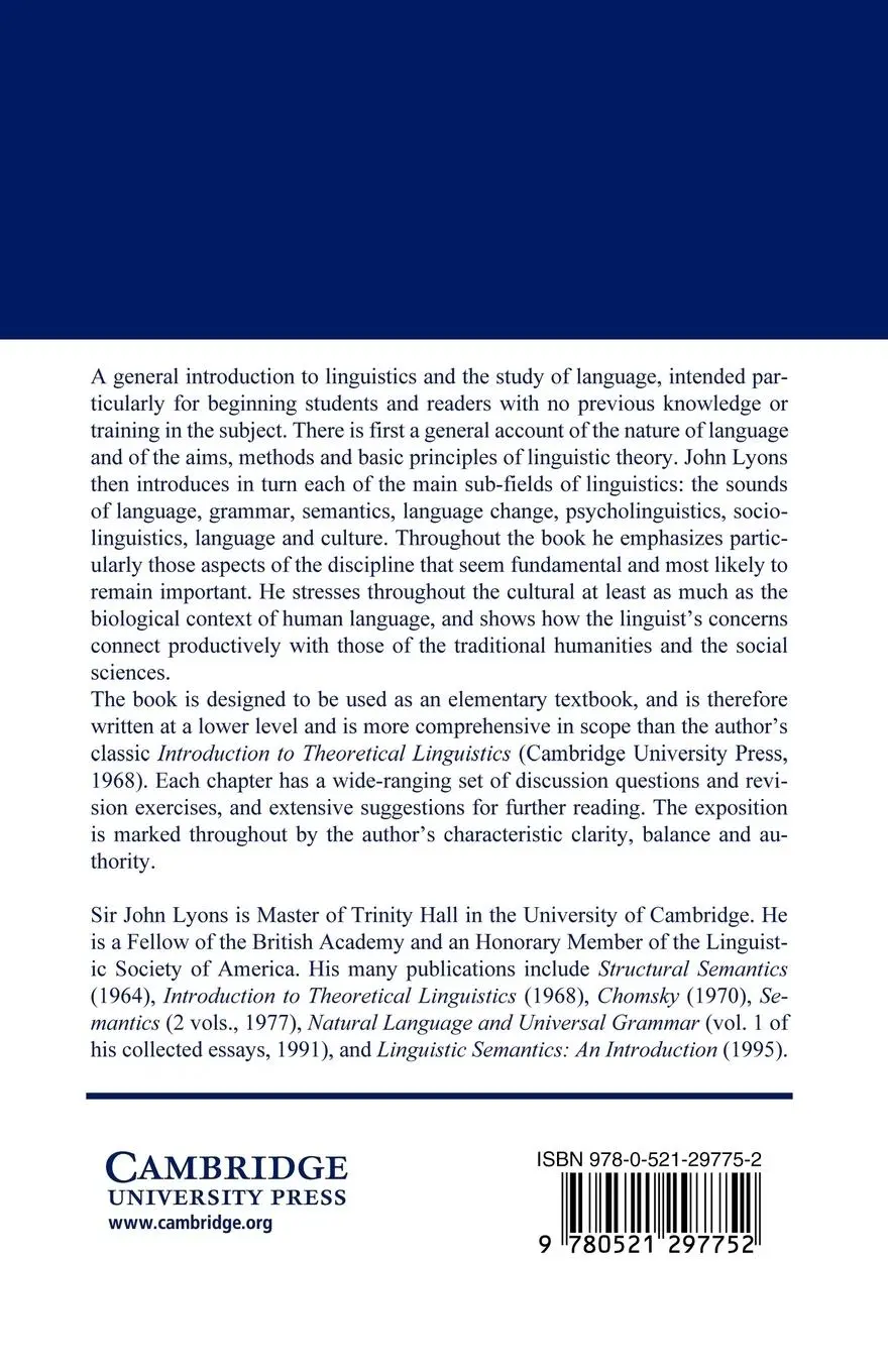 Rückseite: 9780521297752 | Language and Linguistics | John Lyons | Taschenbuch | Englisch | 2012