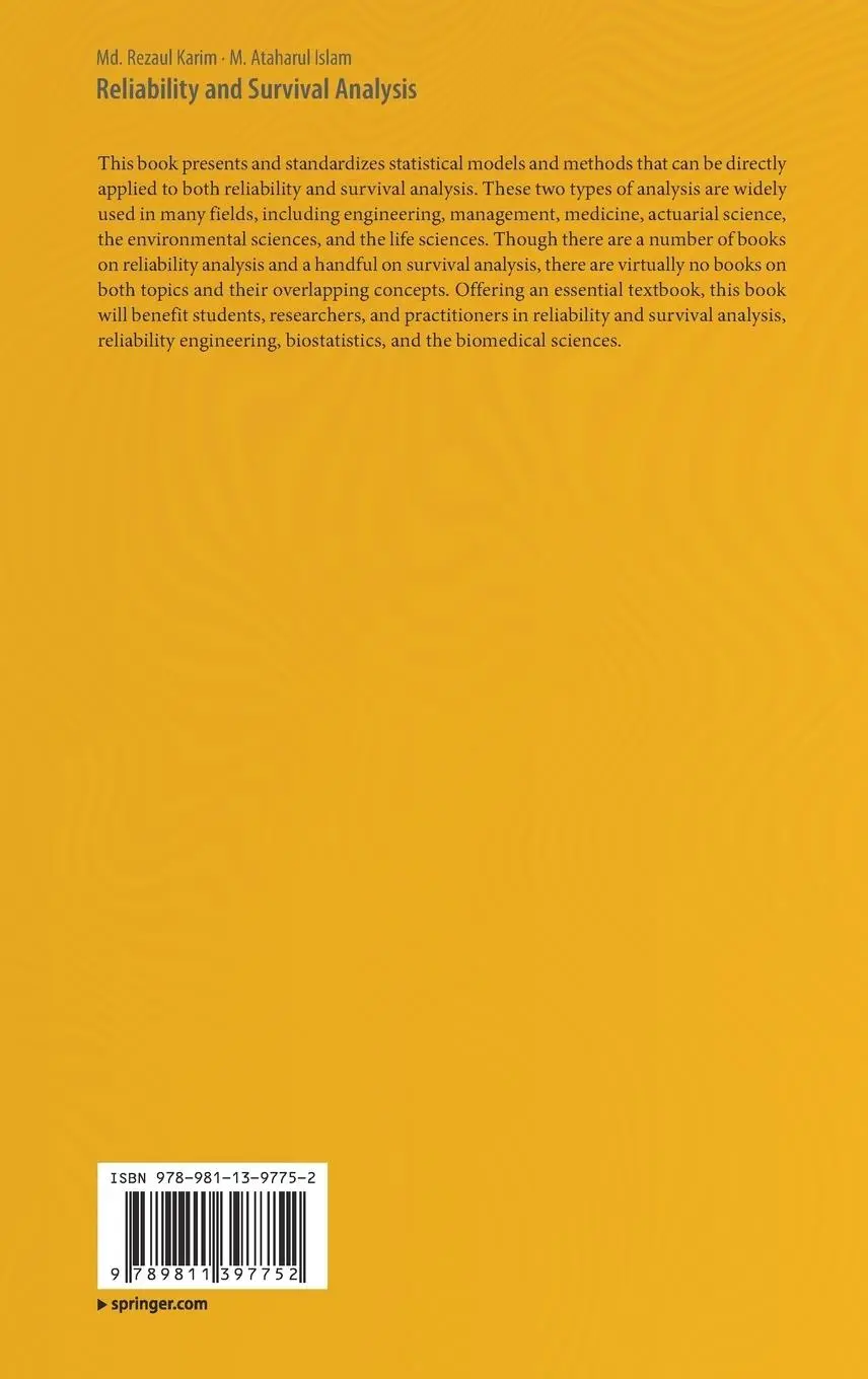 Rückseite: 9789811397752 | Reliability and Survival Analysis | M. Ataharul Islam (u. a.) | Buch