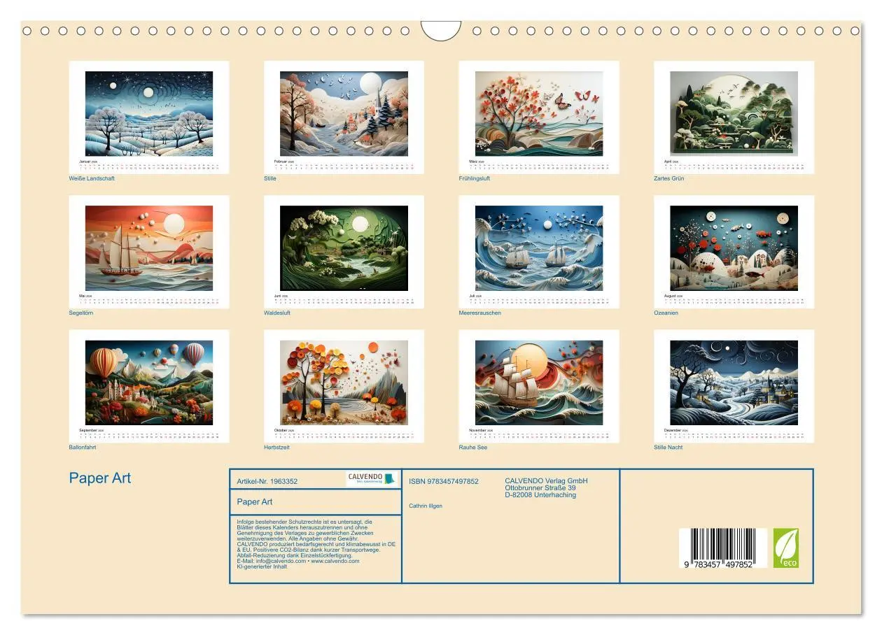 Bild: 9783457497852 | Paper Art (Wandkalender 2026 DIN A3 quer), CALVENDO Monatskalender