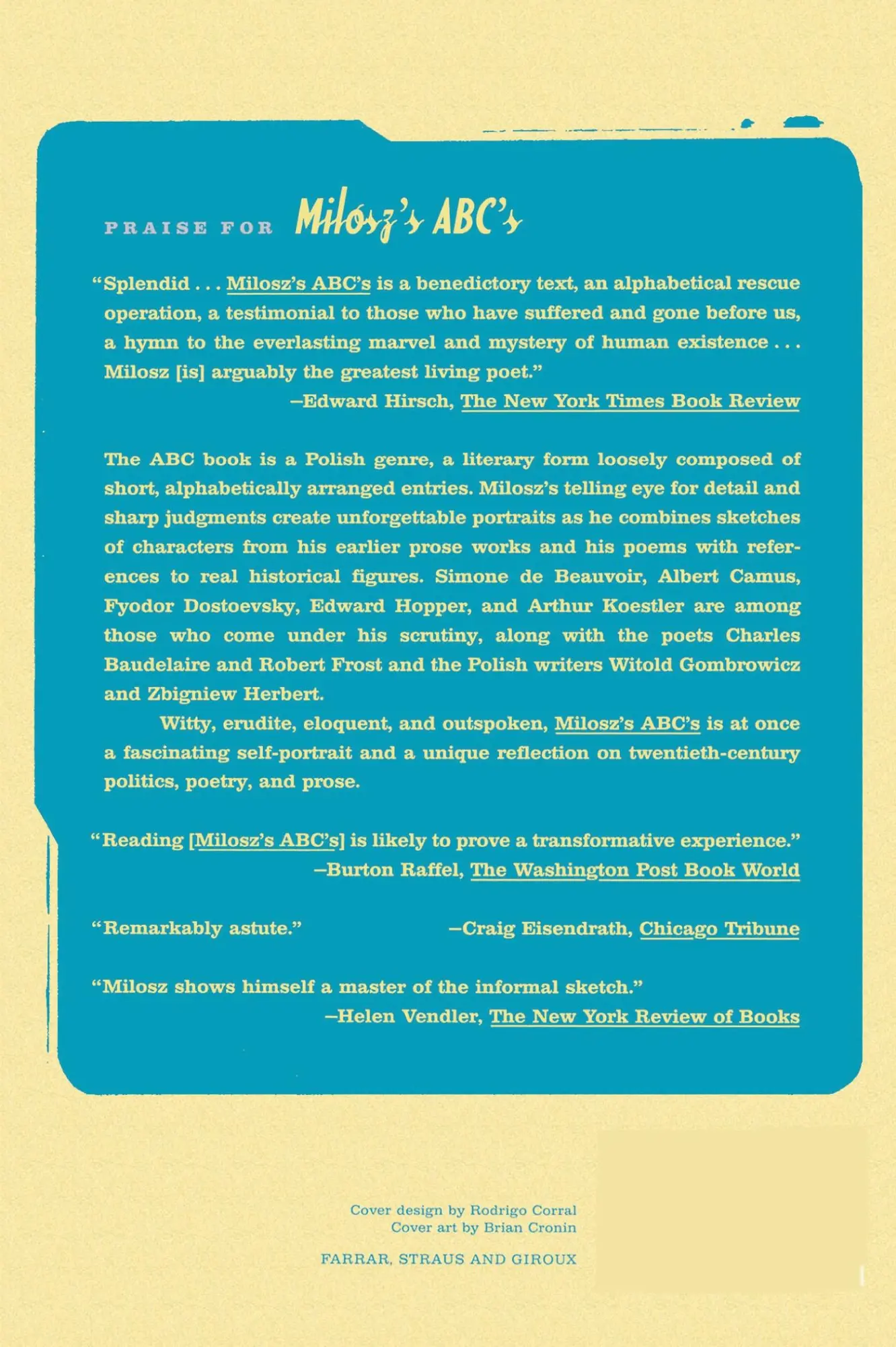 Rückseite: 9780374527952 | Milosz's ABC's | Czeslaw Milosz | Taschenbuch | Englisch | 2002