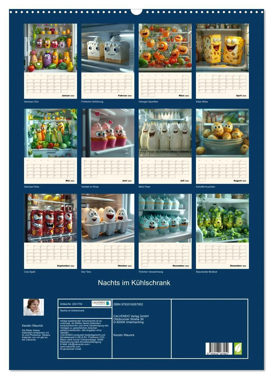 Bild: 9783516267952 | Nachts im Kühlschrank (Wandkalender 2026 DIN A2 hoch), CALVENDO...