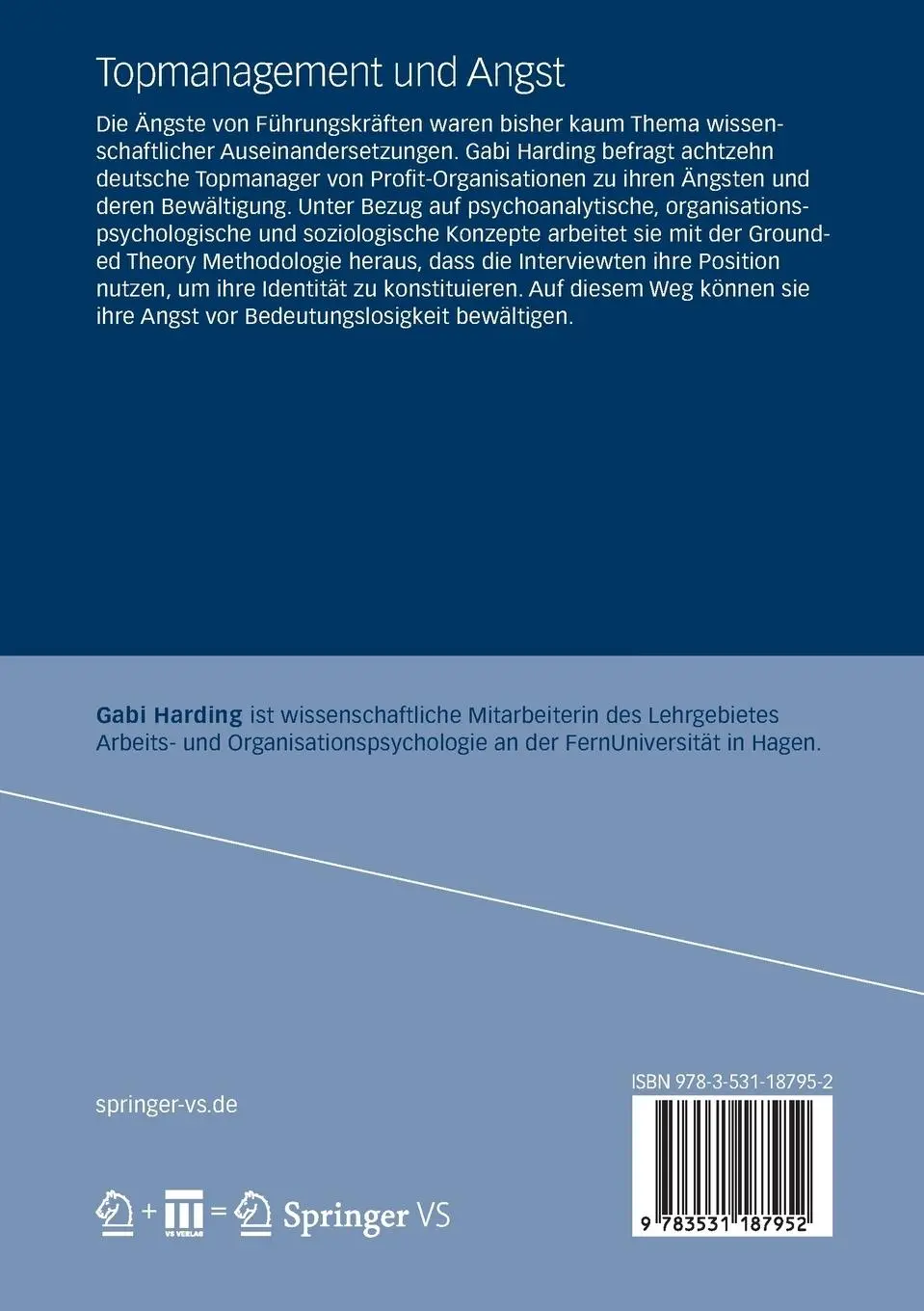 Rückseite: 9783531187952 | Topmanagement und Angst | Gabi Harding | Taschenbuch | 256 S. | 2012