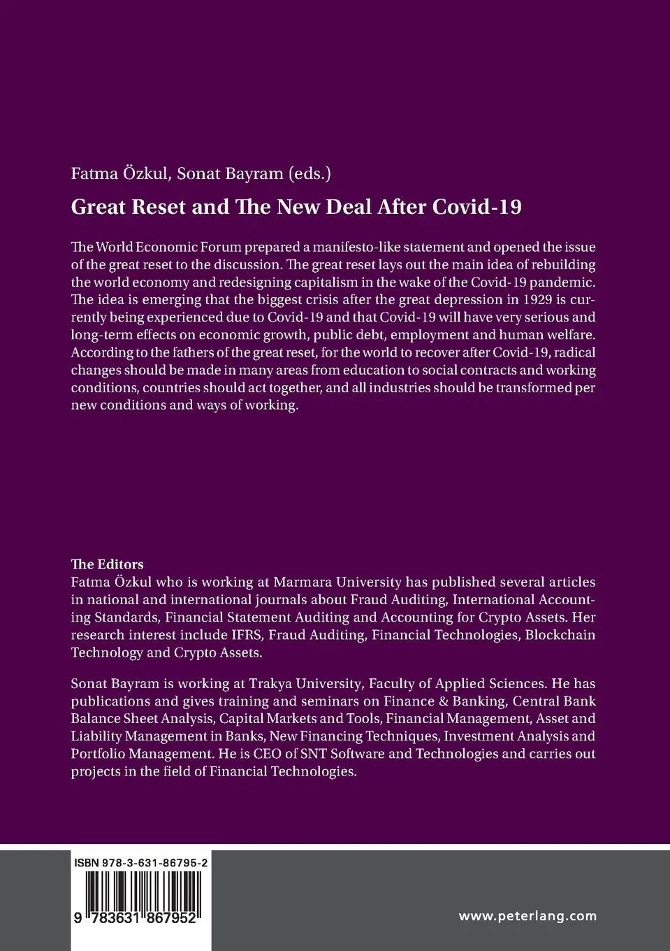 Rückseite: 9783631867952 | Great Reset and The New Deal After Covid-19 | Sonat Bayram (u. a.)
