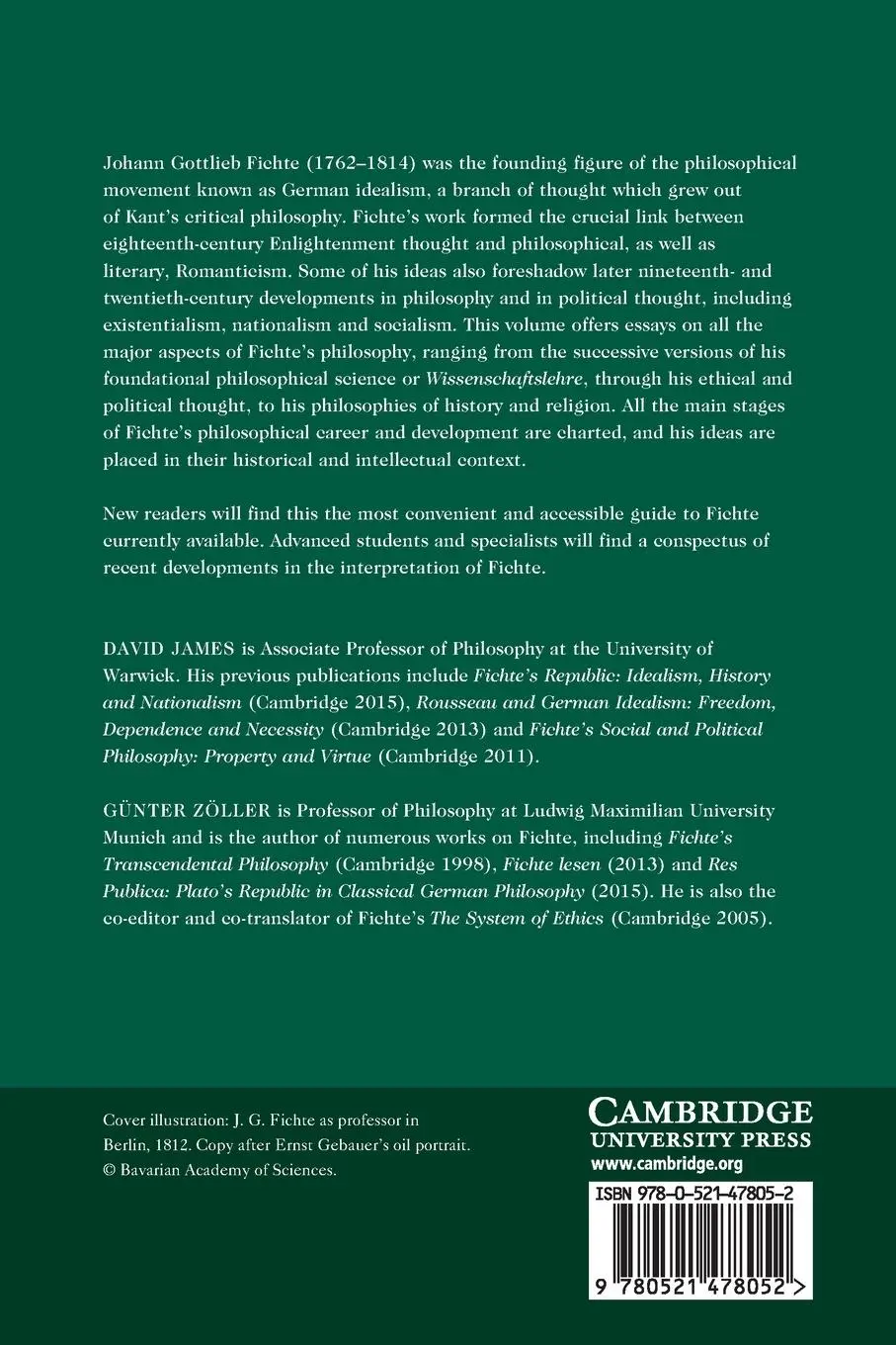 Rückseite: 9780521478052 | The Cambridge Companion to Fichte | Günter Zöller | Taschenbuch | 2016