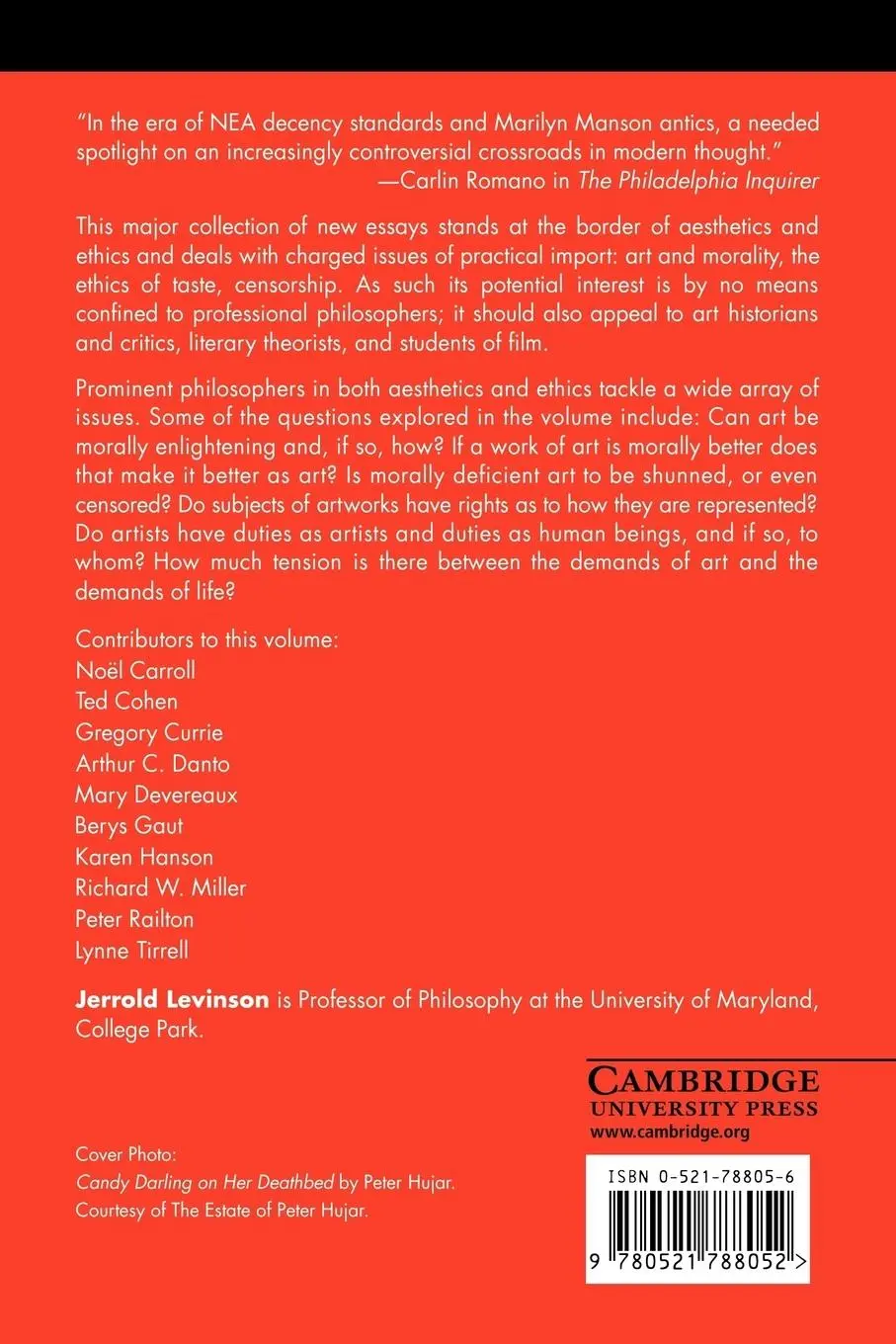 Rückseite: 9780521788052 | Aesthetics and Ethics | Essays at the Intersection | Levinson (u. a.)