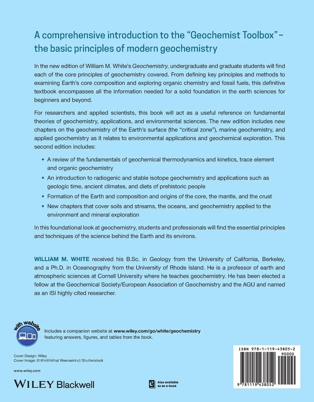 Rückseite: 9781119438052 | Geochemistry | William M. White | Taschenbuch | 960 S. | Englisch