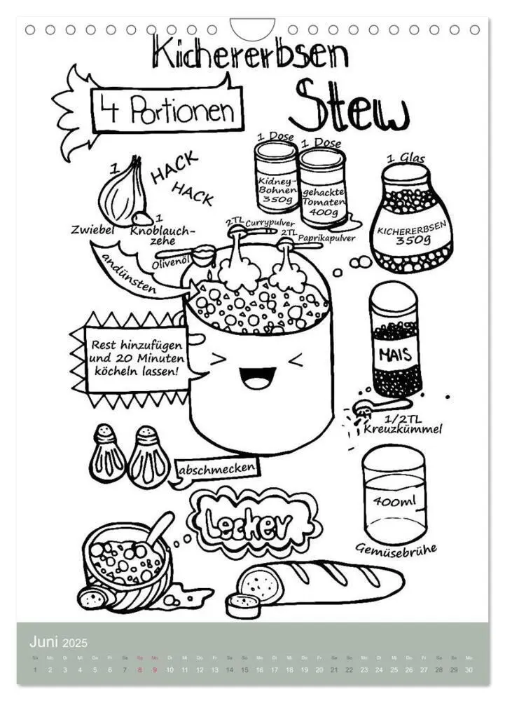 Bild: 9783435978052 | KOCH MAL KALENDER - Lustige Rezepte zum Ausmalen (Wandkalender 2025...