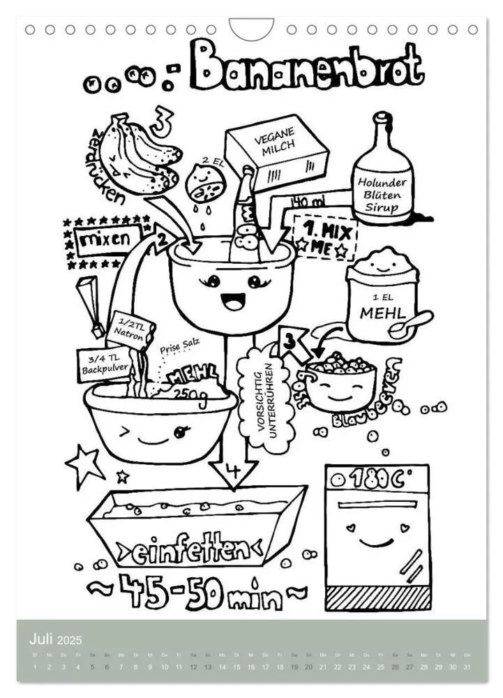 Bild: 9783435978052 | KOCH MAL KALENDER - Lustige Rezepte zum Ausmalen (Wandkalender 2025...