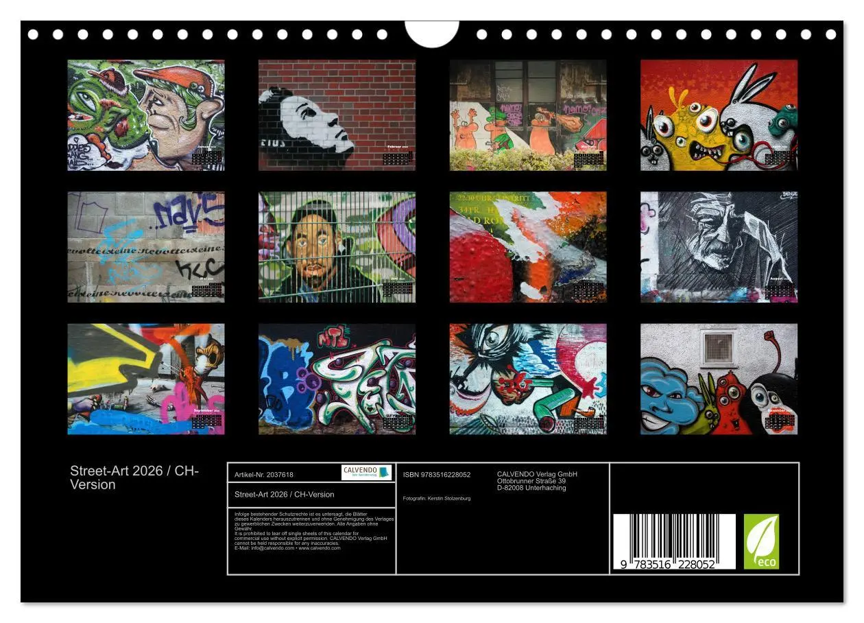 Bild: 9783516228052 | Street-Art 2026 / CH-Version (Wandkalender 2026 DIN A4 quer),...