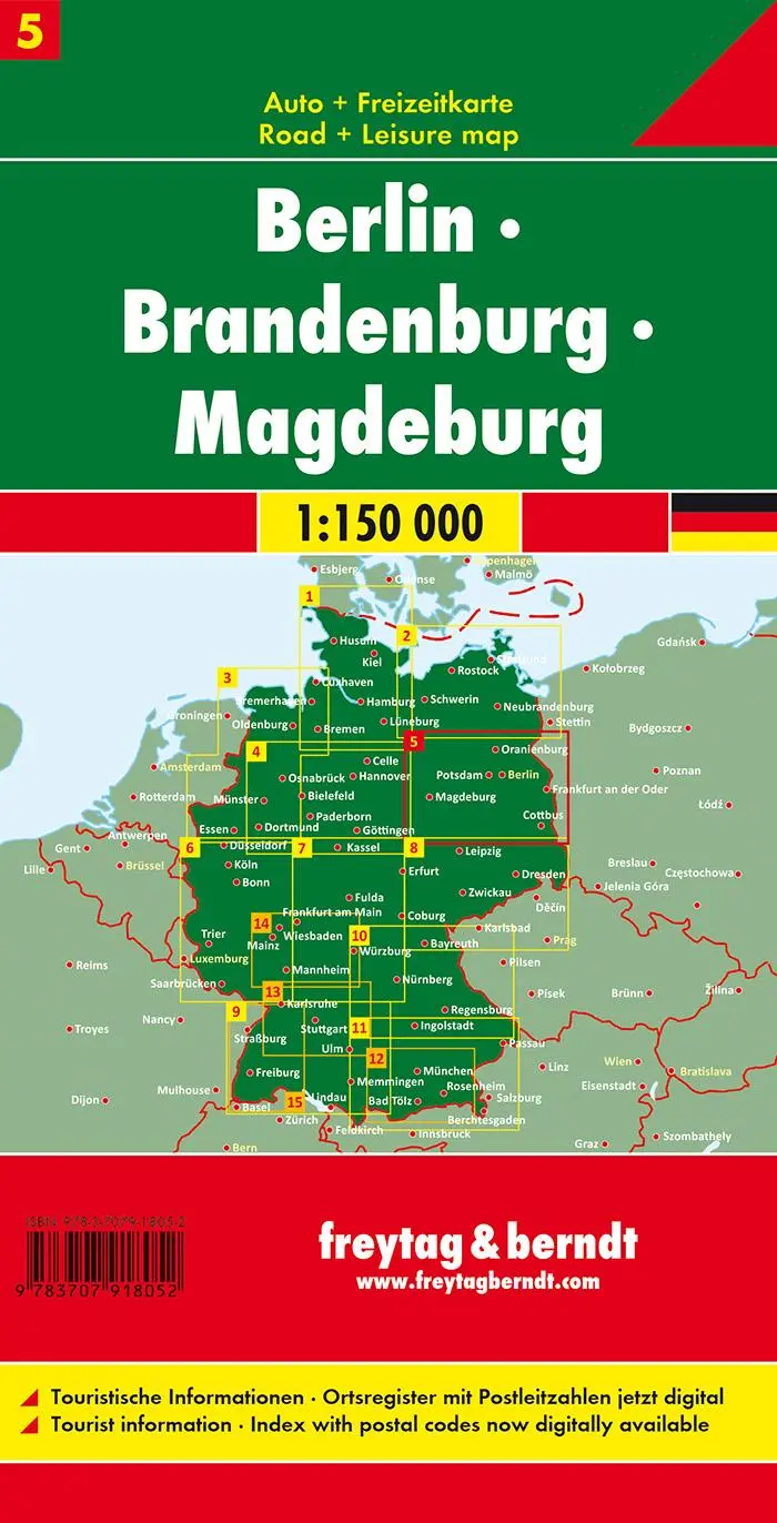 Rückseite: 9783707918052 | freytag &amp; berndt Straßenkarte Berlin - Brandenburg - Magdeburg...