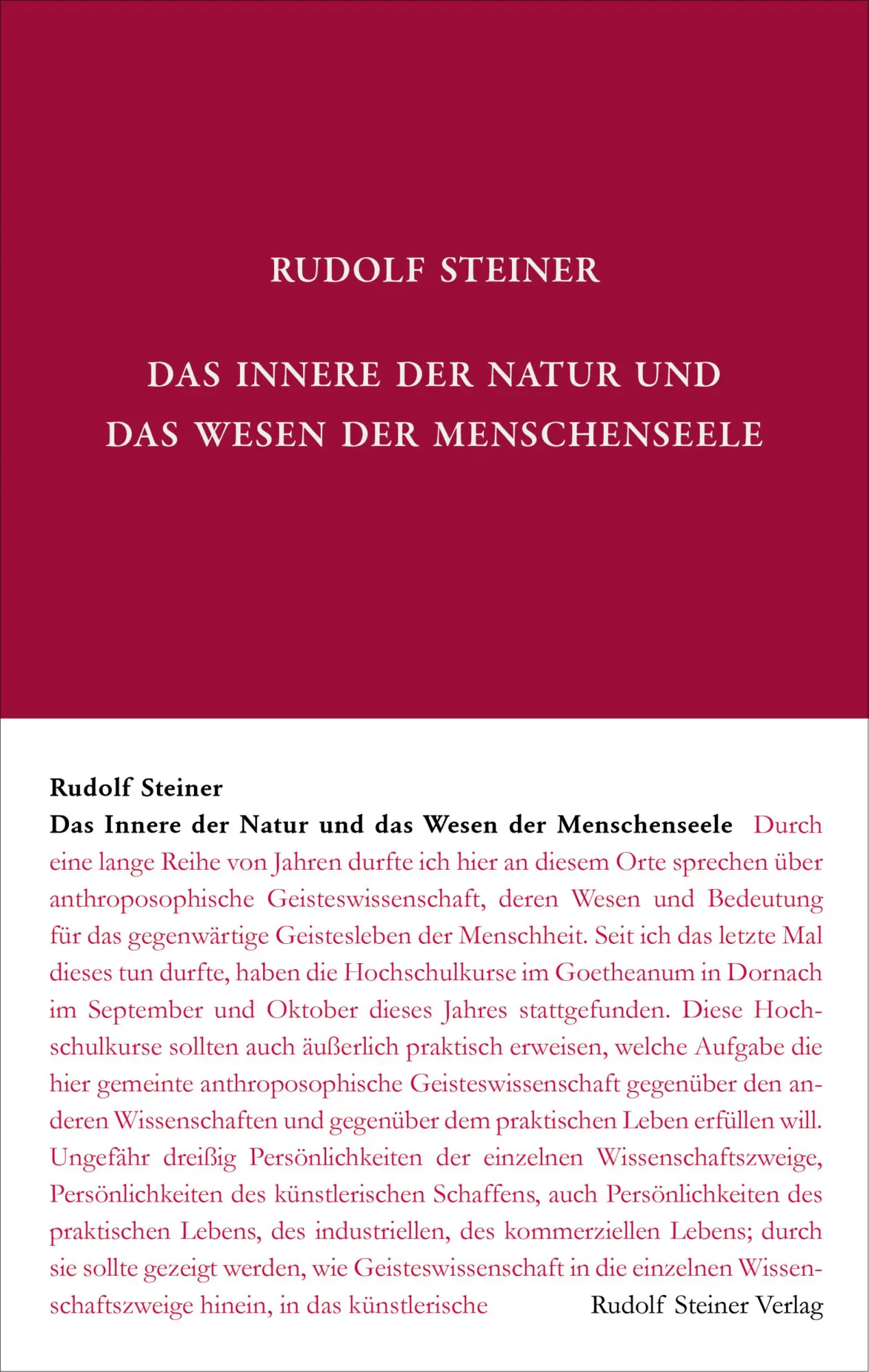 Cover: 9783727408052 | Das Innere der Natur und das Wesen der Menschenseele | Rudolf Steiner