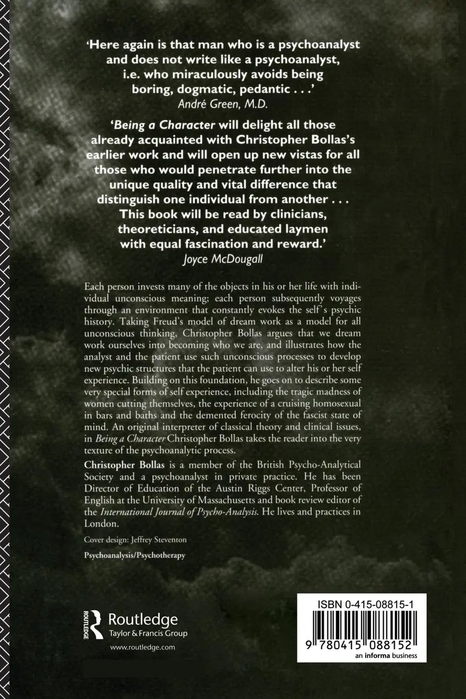 Rückseite: 9780415088152 | Being a Character | Psychoanalysis and Self Experience | Bollas | Buch