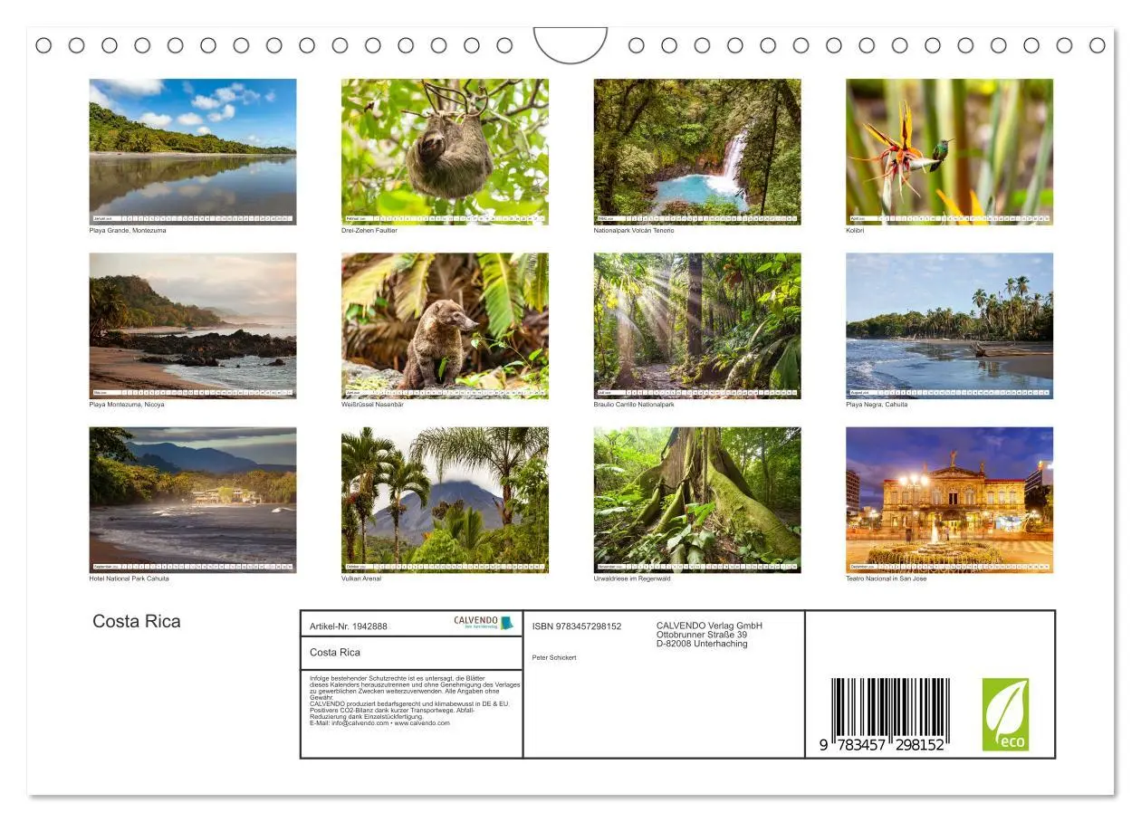 Bild: 9783457298152 | Costa Rica (Wandkalender 2026 DIN A4 quer), CALVENDO Monatskalender