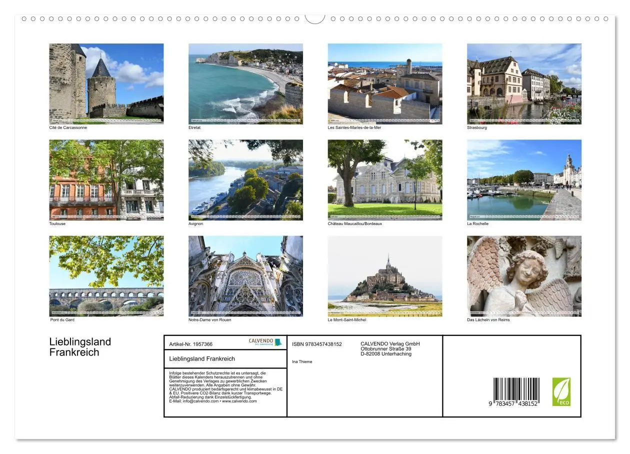 Bild: 9783457438152 | Lieblingsland Frankreich (hochwertiger Premium Wandkalender 2026...