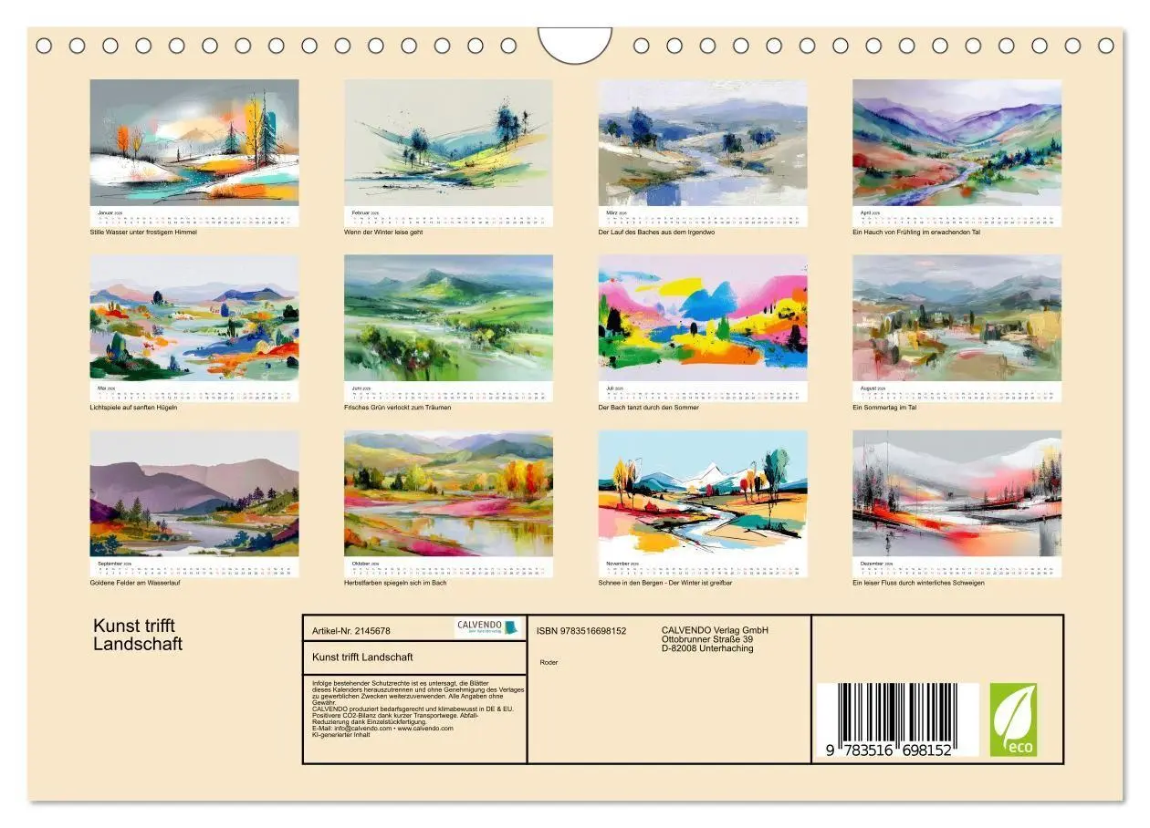 Bild: 9783516698152 | Kunst trifft Landschaft (Wandkalender 2026 DIN A4 quer), CALVENDO...