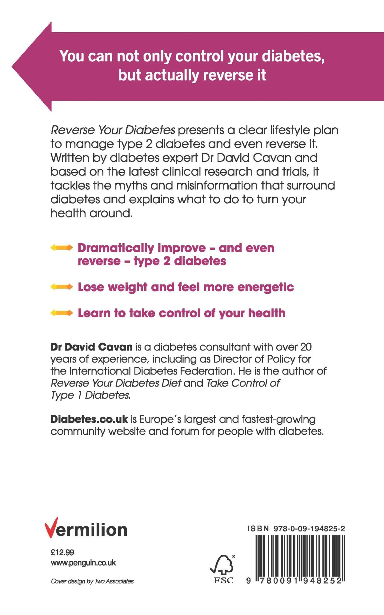 Rückseite: 9780091948252 | Reverse Your Diabetes | David Cavan | Taschenbuch | Englisch | 2014