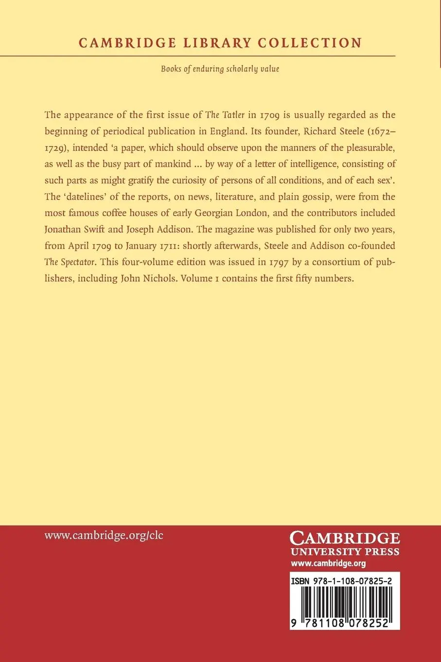 Rückseite: 9781108078252 | The Tatler - Volume 1 | Richard Steele | Taschenbuch | Englisch | 2014