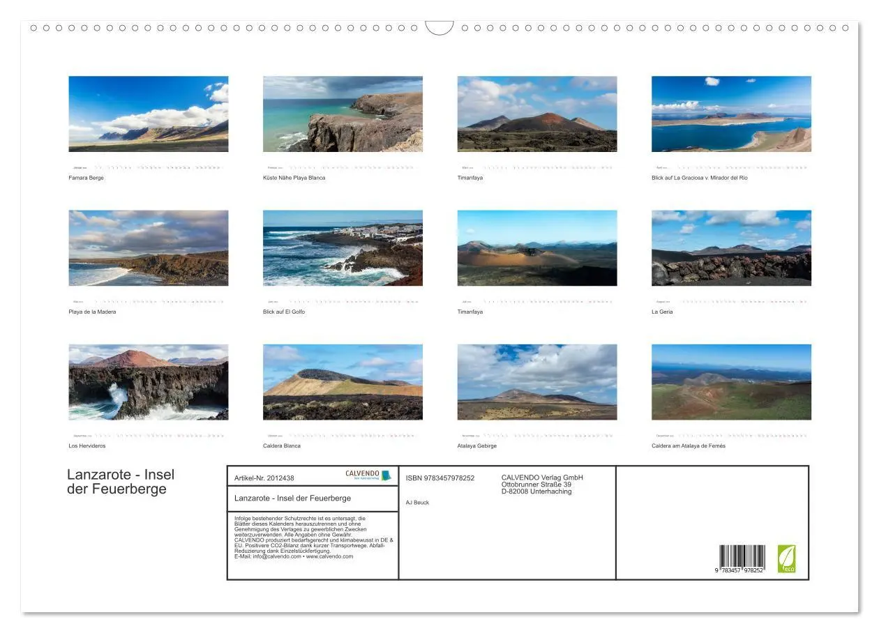 Bild: 9783457978252 | Lanzarote - Insel der Feuerberge (Wandkalender 2026 DIN A2 quer),...