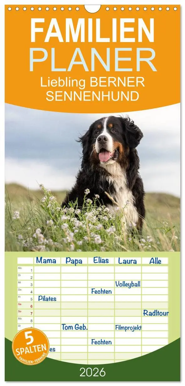 Cover: 9783516518252 | Familienplaner 2026 - Liebling BERNER SENNENHUND mit 5 Spalten...