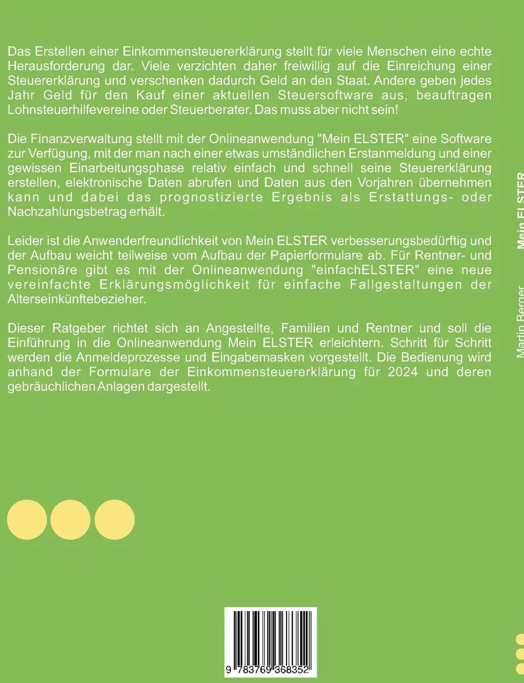 Rückseite: 9783769368352 | Mein Elster | Martin Berger | Taschenbuch | 142 S. | Deutsch | 2025