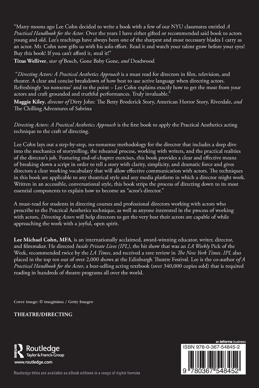 Rückseite: 9780367548452 | Directing Actors | A Practical Aesthetics Approach | Lee Michael Cohn