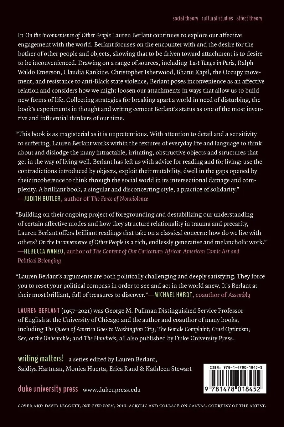 Rückseite: 9781478018452 | On the Inconvenience of Other People | Lauren Berlant | Taschenbuch