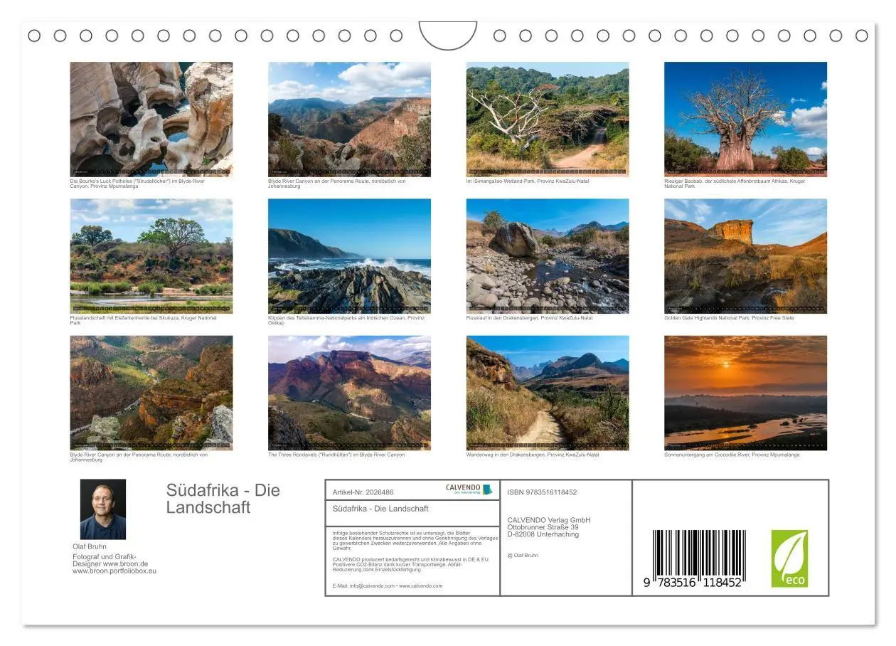 Bild: 9783516118452 | Südafrika - Die Landschaft (Wandkalender 2026 DIN A4 quer),...
