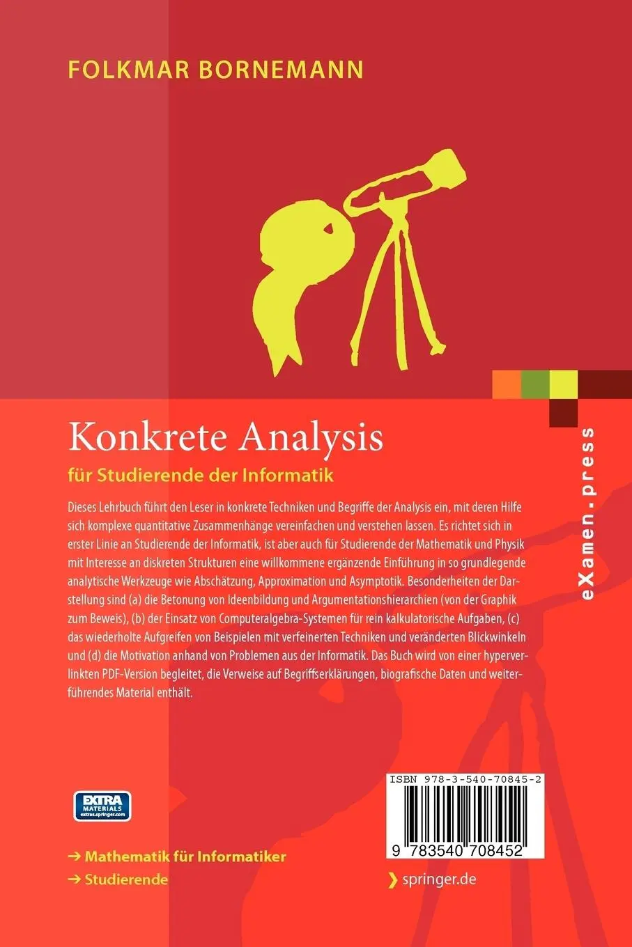 Rückseite: 9783540708452 | Konkrete Analysis | für Studierende der Informatik | Folkmar Bornemann