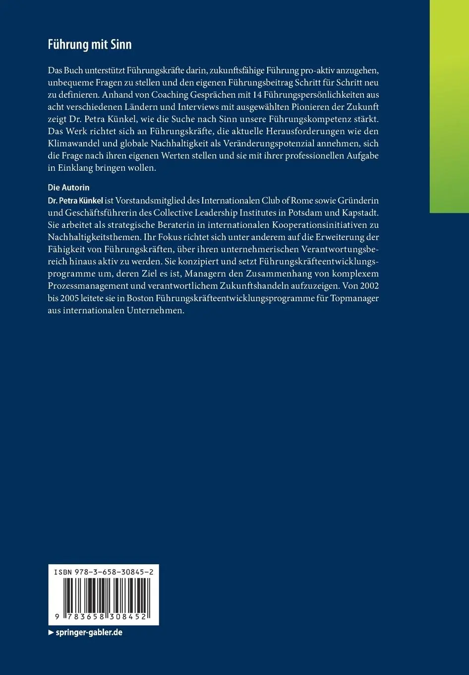 Rückseite: 9783658308452 | Führung mit Sinn | Wie Manager verantwortlich Zukunft gestalten | Buch