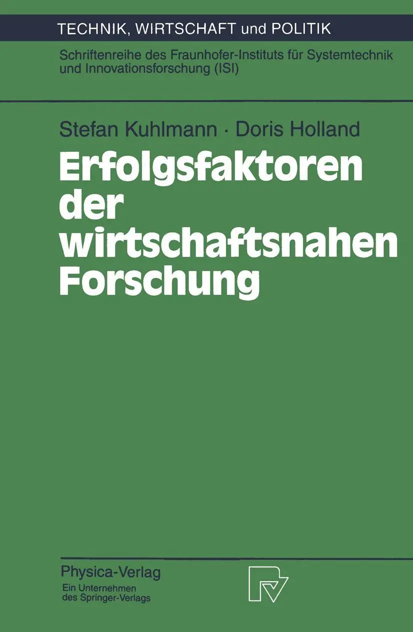 Cover: 9783790808452 | Erfolgsfaktoren der wirtschaftsnahen Forschung | Doris Holland (u. a.)