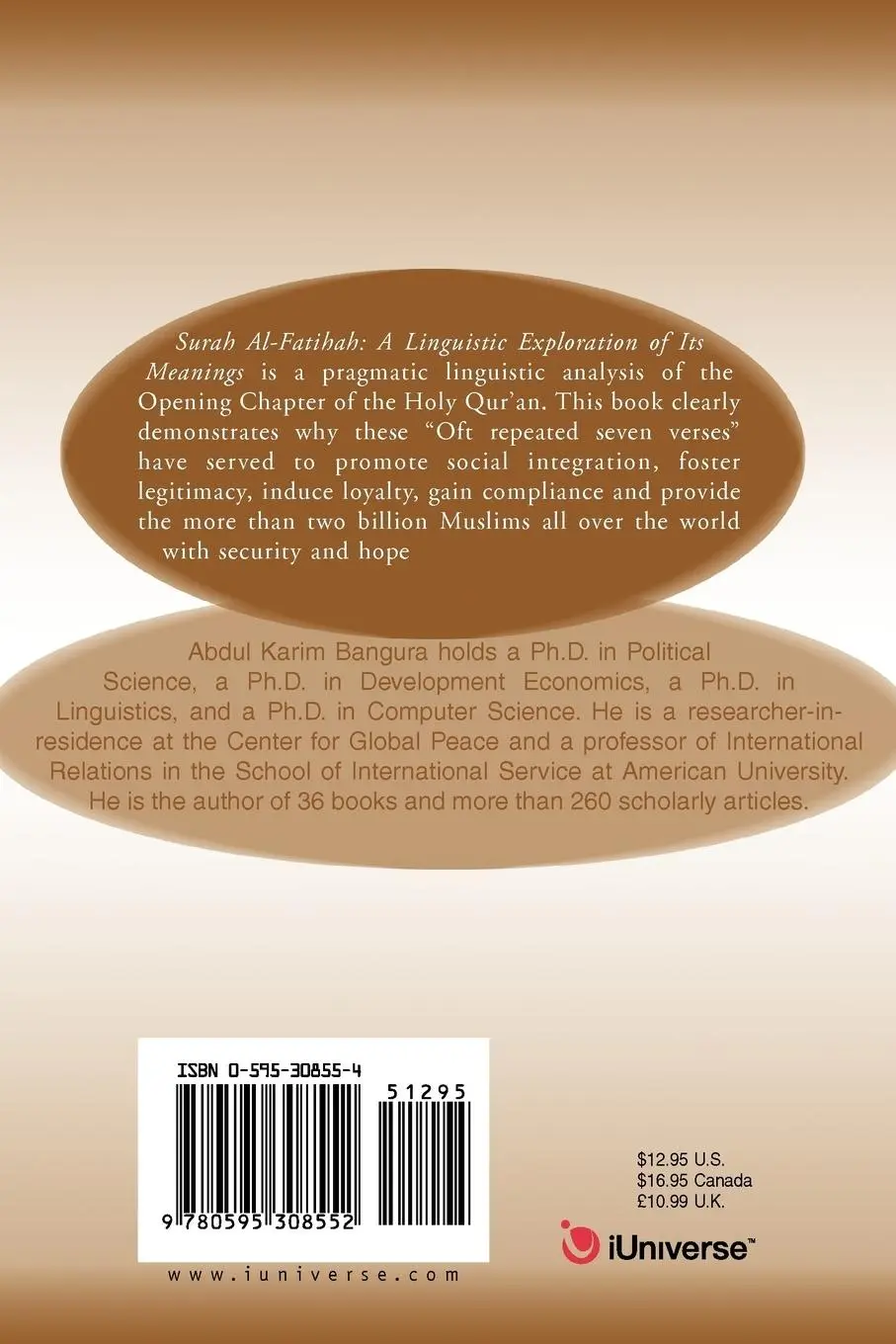 Rückseite: 9780595308552 | Surah Al-Fatihah | A Linguistic Exploration of Its Meanings | Buch