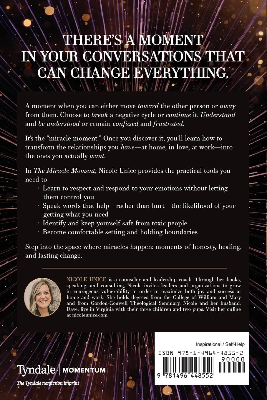 Rückseite: 9781496448552 | The Miracle Moment | Nicole Unice | Taschenbuch | Englisch | 2021