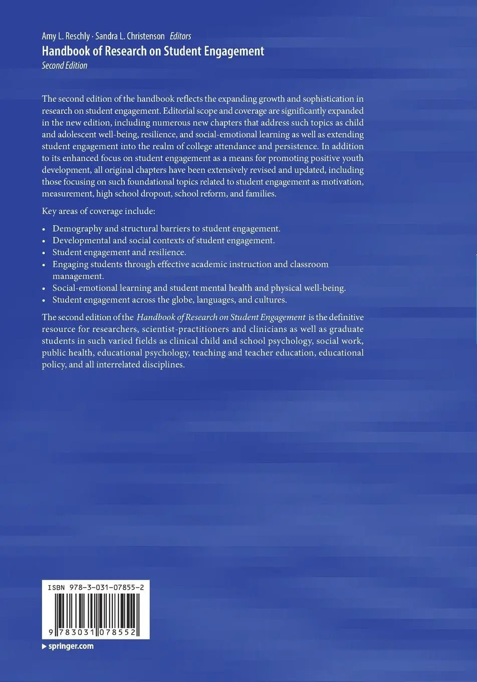 Rückseite: 9783031078552 | Handbook of Research on Student Engagement | Christenson (u. a.)