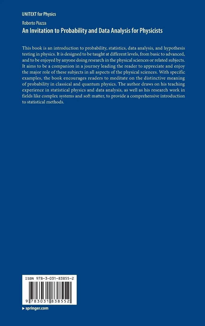 Rückseite: 9783031838552 | An Invitation to Probability and Data Analysis for Physicists | Piazza